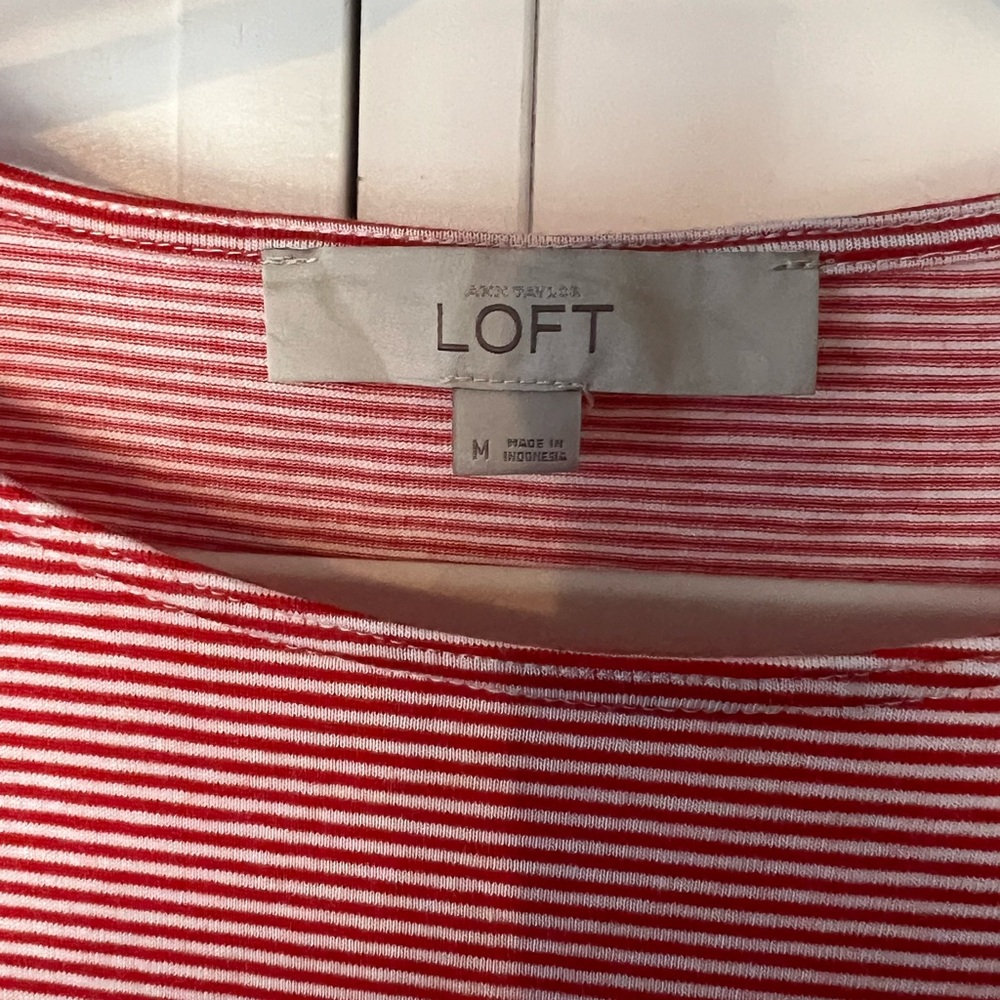 LOFT Striped Ruffle Tee - Picture 3 of 4